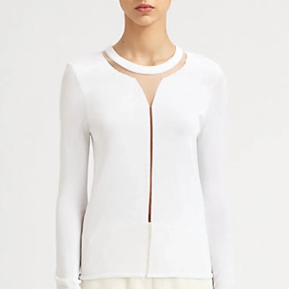 Alexander Wang Black Floating Spine Mesh Trim Sweater SzM